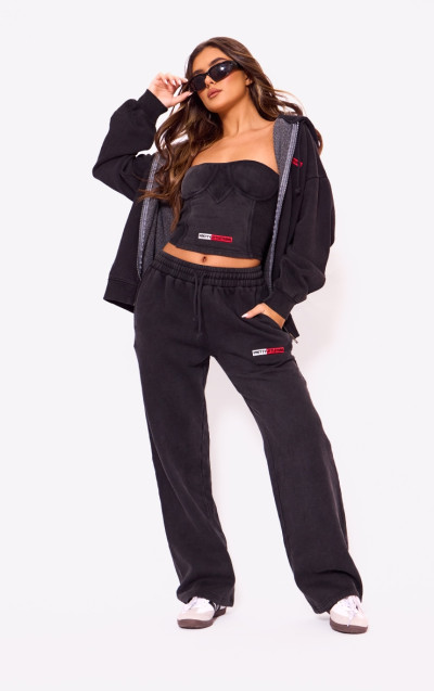 Корсетний топ PRETTYLITTLETHING Black Bandeae Panel Black