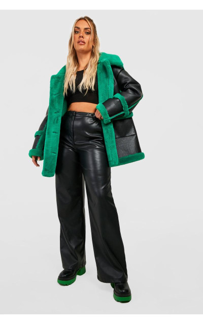 Довга куртка-авіатор із контрастною обробкою