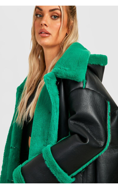 Довга куртка-авіатор із контрастною обробкою