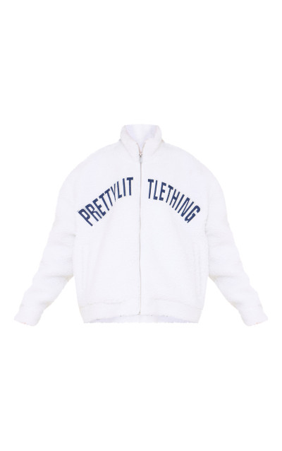 Кремова флісова куртка на блискавці PRETTYLITTLETHING