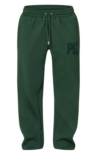 Брюки для бігу з манжетами PRETTYLITTLETHING Forest Green Borg Applique