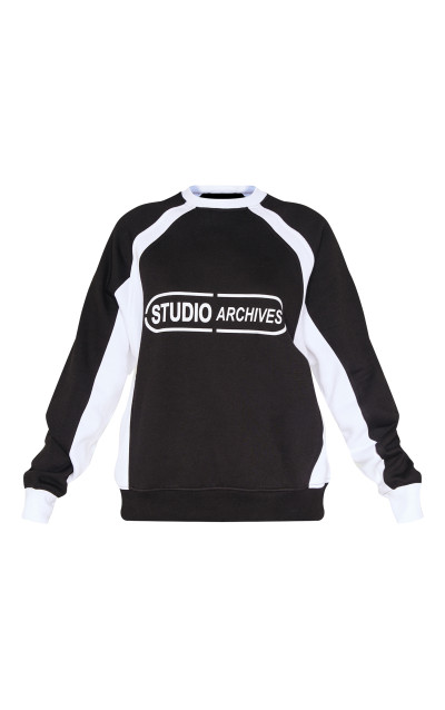 Чорний контрастний світшот Studio Archives