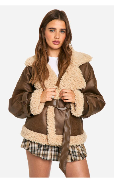 Розкішна куртка Тедді з поясом