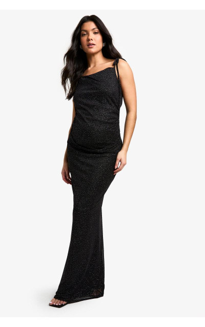 Максі-сукня для вагітних з блискучою сіткою і низькою спинкою