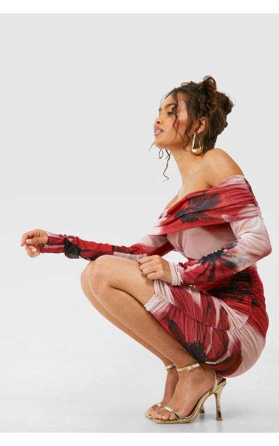 Міні -сукня Bardot Floral Mesh