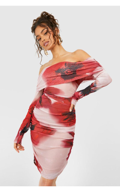 Міні -сукня Bardot Floral Mesh