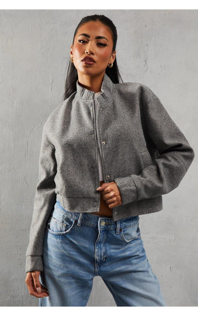 Негабаритна вовняна куртка з бомбардувальником