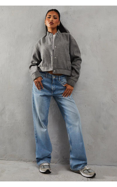 Негабаритна вовняна куртка з бомбардувальником