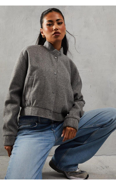 Негабаритна вовняна куртка з бомбардувальником