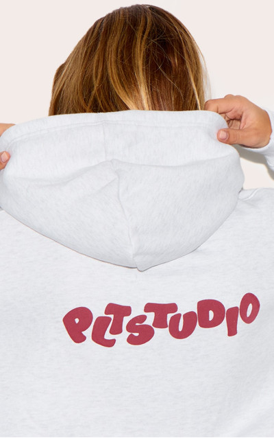 Крижаний сірий PLT Studio Archive Puff Print негабаритний балахон