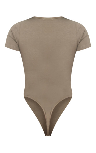 Боді PRETTYLITTLETHING з коротким рукавом і логотипом Sage Khaki