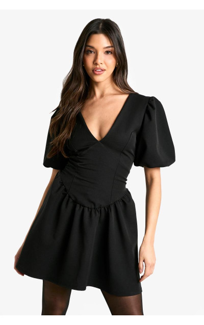 Сукня-комбінезон з пуховими рукавами