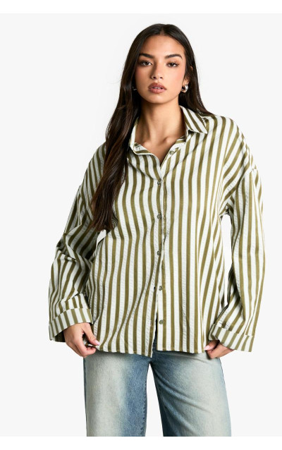 Хакі -смуга негабаритна сорочка