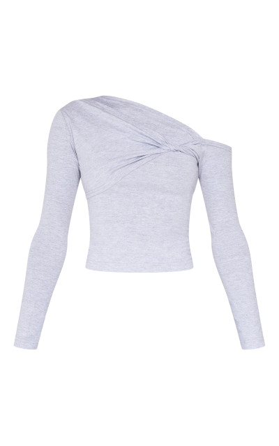 Топ з довгим рукавом Bardot із закрученою деталлю Grey Marl