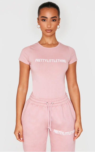 Боді з короткими рукавами PRETTYLITTLETHING Petite Light Pink