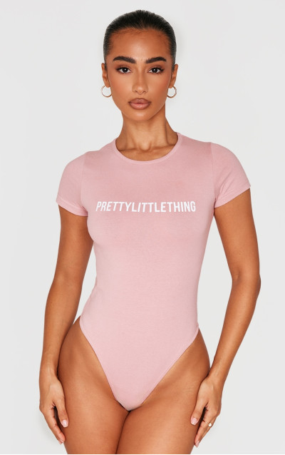 Боді з короткими рукавами PRETTYLITTLETHING Petite Light Pink