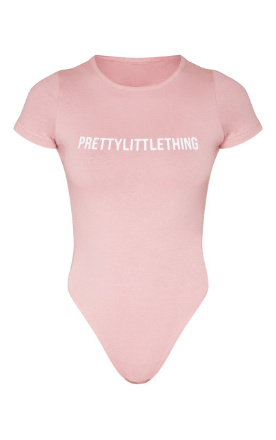 Боді з короткими рукавами PRETTYLITTLETHING Petite Light Pink