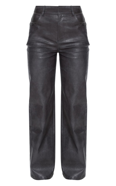 Вимиті штани з чорної штучної шкіри прямі ноги