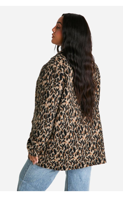 Додатково вовняний піджак із леопардовим принтом на плечі