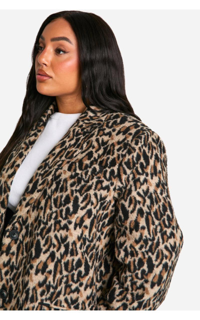 Додатково вовняний піджак із леопардовим принтом на плечі