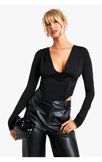 Обтягуючий корсет з довгим рукавом і хомутом