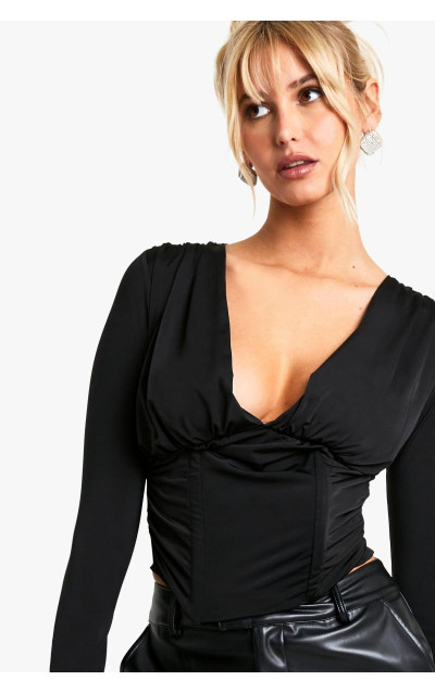 Обтягуючий корсет з довгим рукавом і хомутом