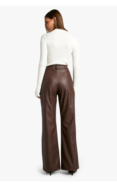 Вузькі брюки-кльош із шкіряним швом спереду