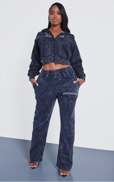 Вугільно-сірий худі з принтом на блискавці PRETTYLITTLETHING Shape