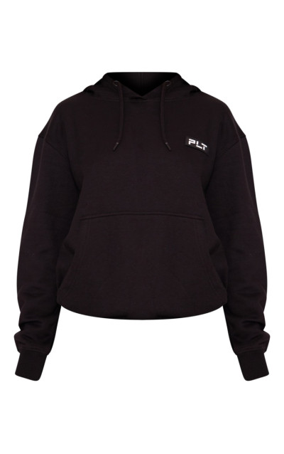 Худі PRETTYLITTLETHING Petite Black Badge Detail Oversize