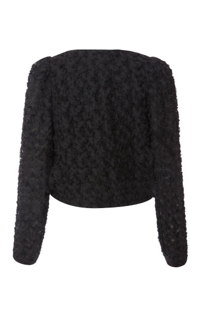 Чорний шифоновий квітковий обрізаний піджак