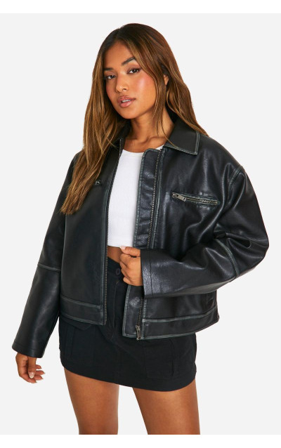 Куртка зі штучної шкіри мініатюрного вінтажного вигляду