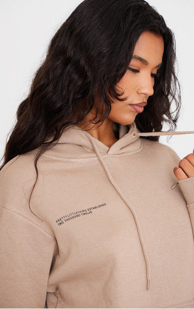 Худі великого розміру PRETTYLITTLETHING Mocha Established 2012