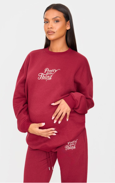 Величезний світшот для вагітних з вишивкою PRETTYLITTLETHING