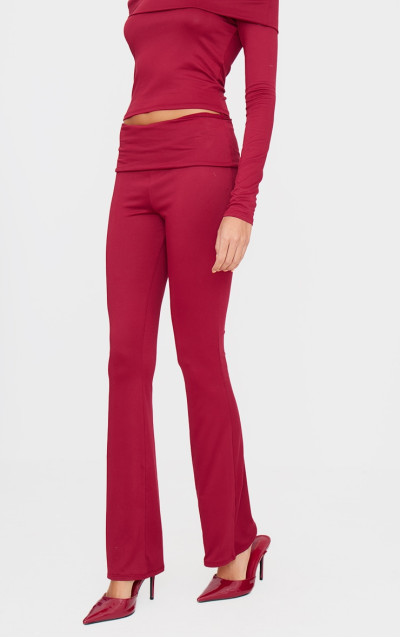 Бордовий Soft Touch Fold Over Skinny Flars