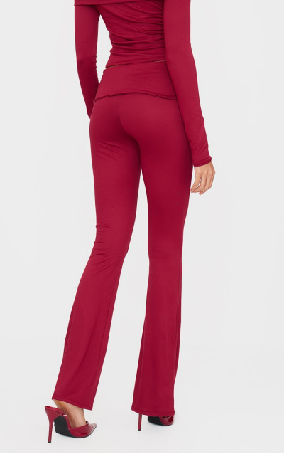 Бордовий Soft Touch Fold Over Skinny Flars