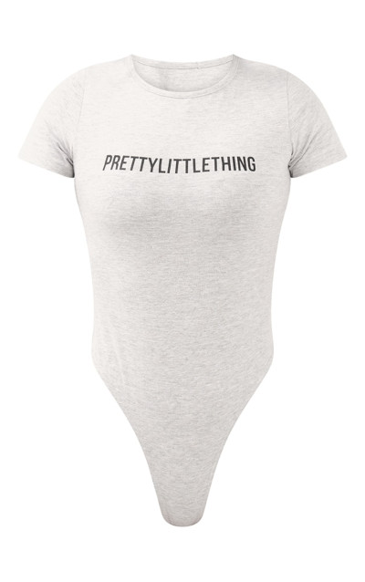 Боді з короткими рукавами PRETTYLITTLETHING Ash Gray