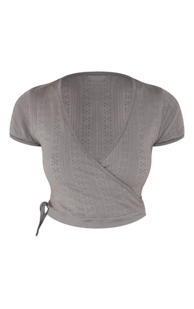 Кроп-топ із контуром Charcoal Pointelle Cross Over Detail