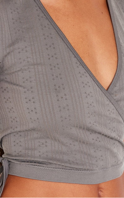 Кроп-топ із контуром Charcoal Pointelle Cross Over Detail