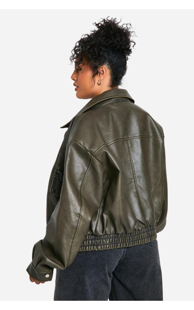 Плюс старовинний вигляд штучної шкіряної куртки