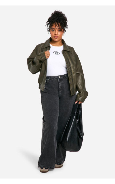 Плюс старовинний вигляд штучної шкіряної куртки