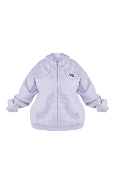 Велика толстовка на блискавці з логотипом PRETTYLITTLETHING Plus Grey Marl