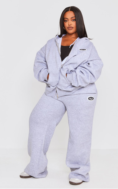 Велика толстовка на блискавці з логотипом PRETTYLITTLETHING Plus Grey Marl