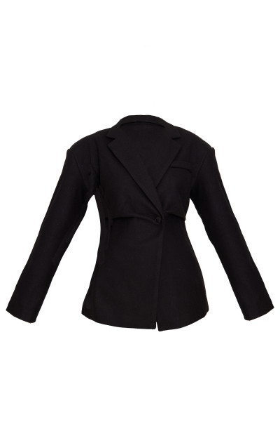 Чорна вовна виглядає блейзер