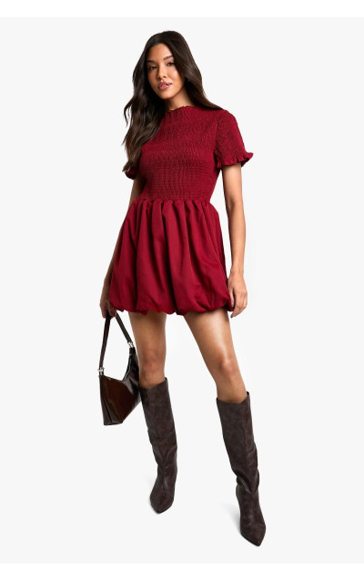 Міні-сукня з гофрованими рукавами