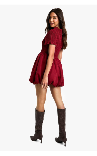 Міні-сукня з гофрованими рукавами