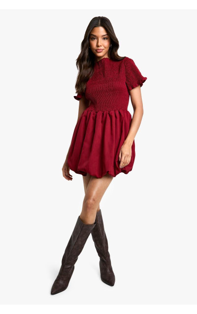 Міні-сукня з гофрованими рукавами