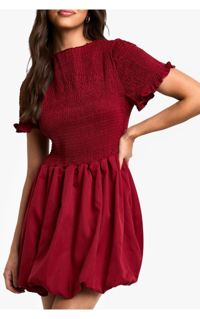 Міні-сукня з гофрованими рукавами