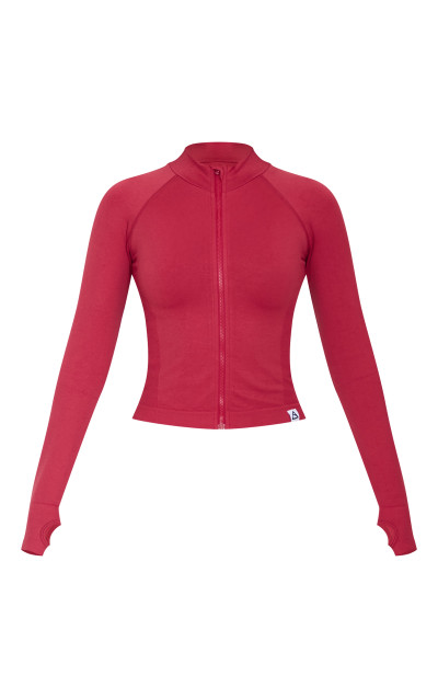 Темно-червона безшовна панельна куртка