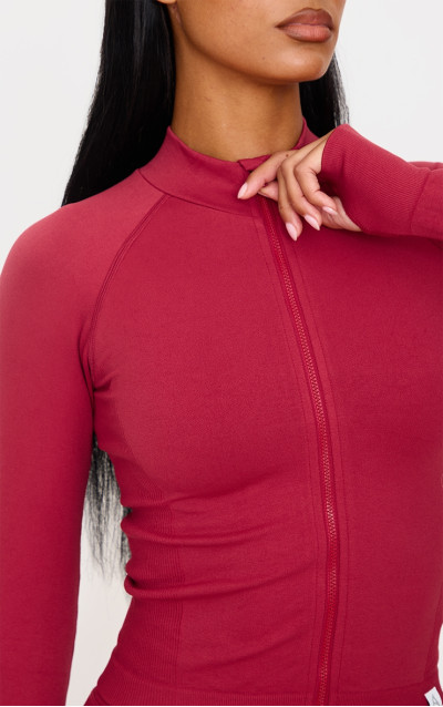 Темно-червона безшовна панельна куртка