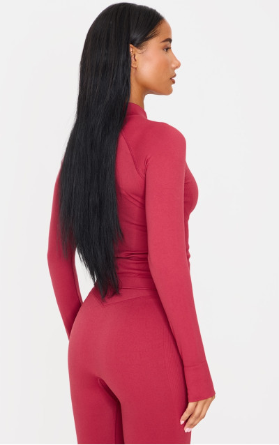 Темно-червона безшовна панельна куртка